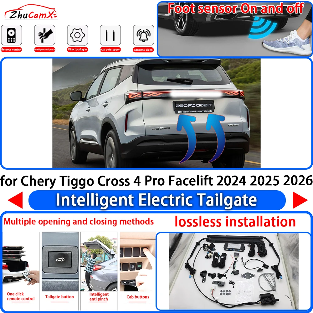 ZhuCamX for Chery Tiggo Cross 4 Pro Facelift 2024 2025 2026 Power Liftgate Trunk Electric Suction Tailgate Tail Gate Lift Strut