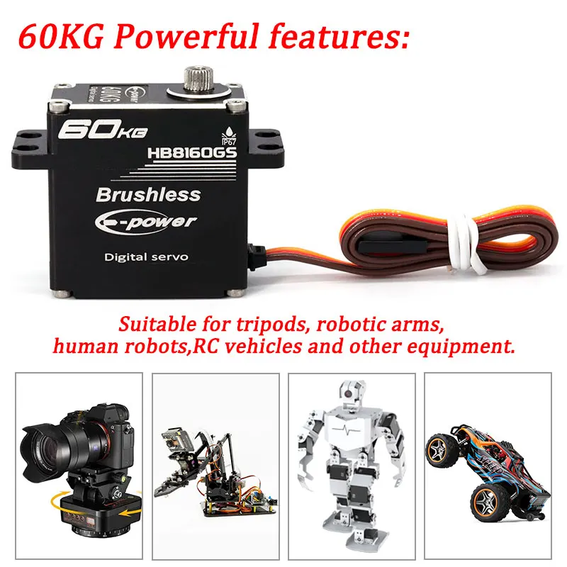 E-POWERRC impermeável Metal Gear, alto torque, RC Crawler Car Robot, Traxxas Scx 10 Parte, 180 °, 270 °, 14V, 60kg