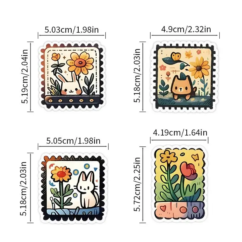 50Pcs/Set Cartoon Animal Stamp Stickers Decals Luggage Laptop Motorcycle Phone Waterproof Sticker Children Toy