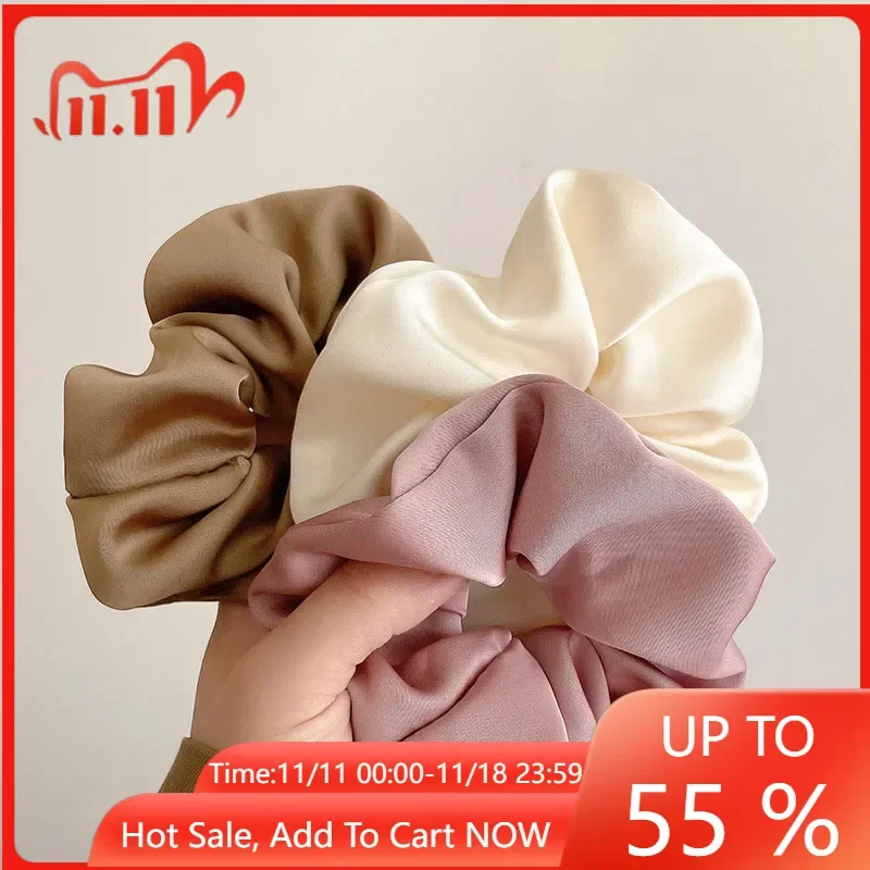 Scrunchie de seda de estilo francés para mujer, bandas para el cabello de Color sólido de alta sensibilidad, soporte para Cola de Caballo de baile deportivo para mujer, accesorios para el cabello, corbatas