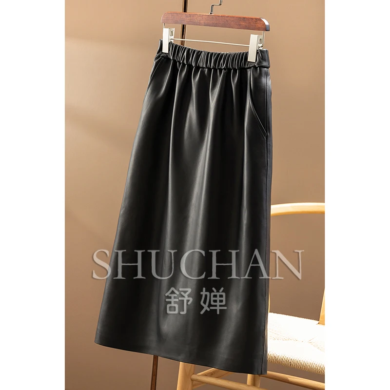 2025 Autunno Inverno Pelle di pecora francese Pelle intera Micro-caduta Gonna a forma di A Donna 2Y48 Faldas Mujer Moda
