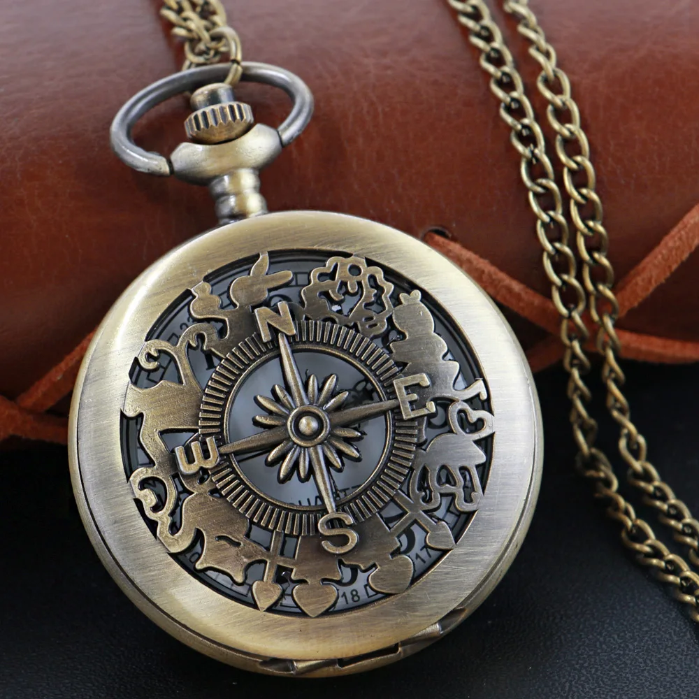 

Classic Fairy Tale Logo Embossed Quartz Pocket Watch Bronze Pendant Necklace Chain Universal Fob Watch for Boys and Girls Xh3041