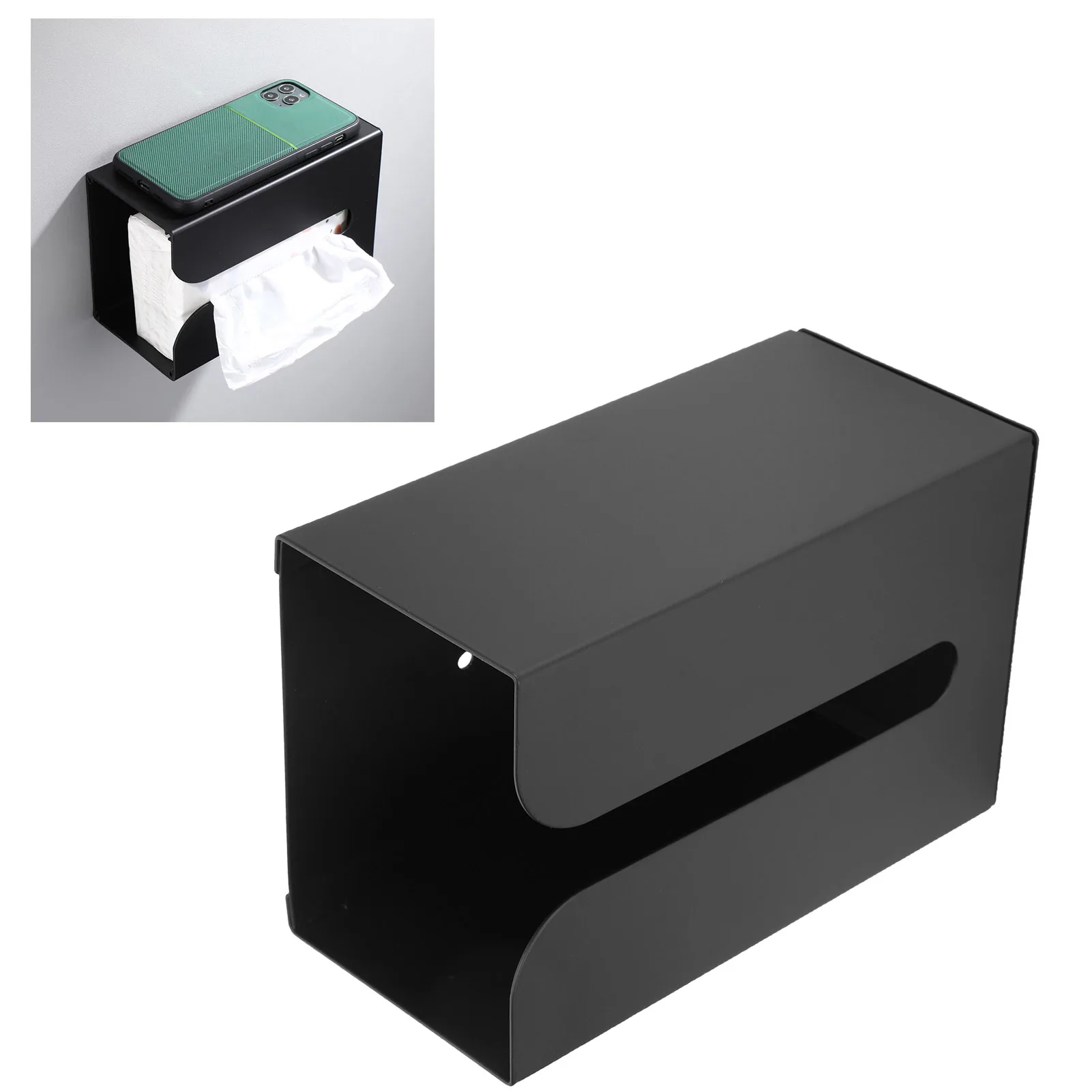 Bathroom Hardware Black Tissue Box Holder Stand Wall Mount Napkin Organizer for Kitchen Bathroom Toilet Household Accessories view 3