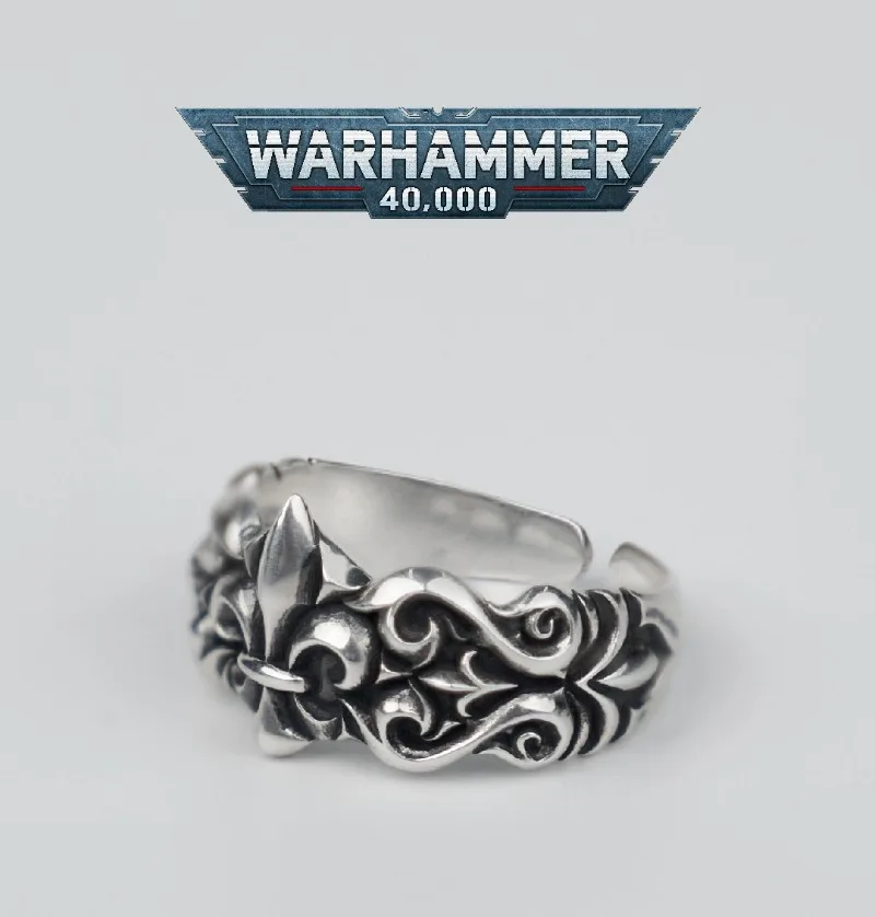 

Starforged Star Casting] Warhammer 40k Surrounding Battle Nun Emblem Ring Iris Silver Jewelry Anime Peripheral Accessories