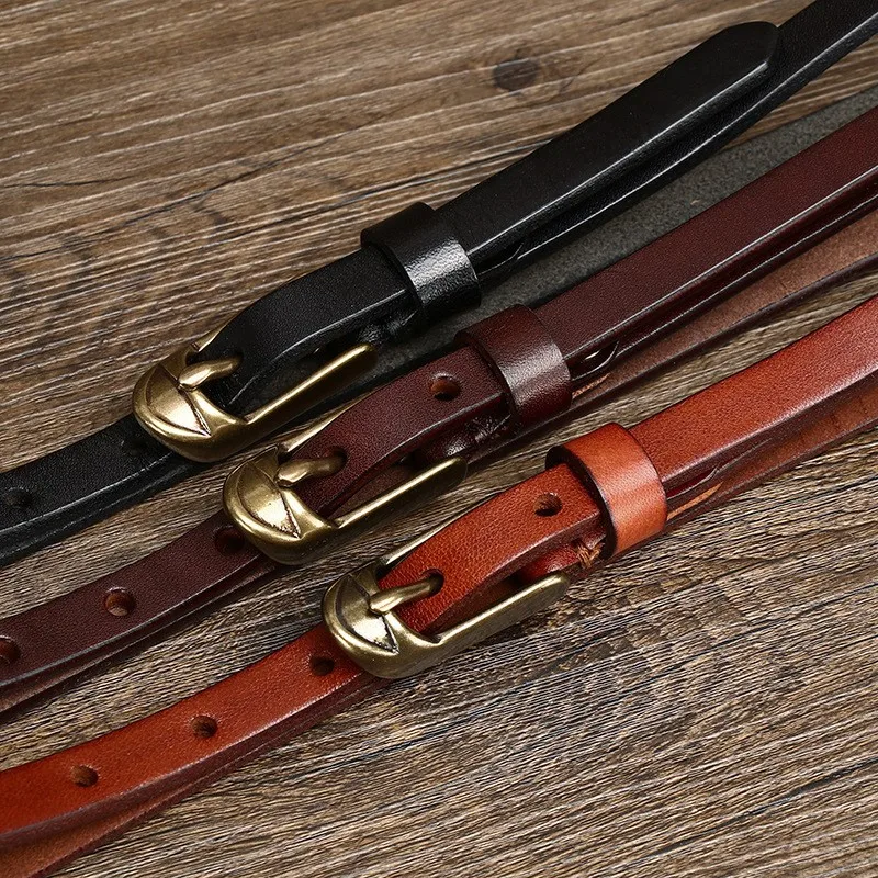 15CM wide decorative women's thin waist belt with copper buckles a simple leather fashionable narrow for outerwear