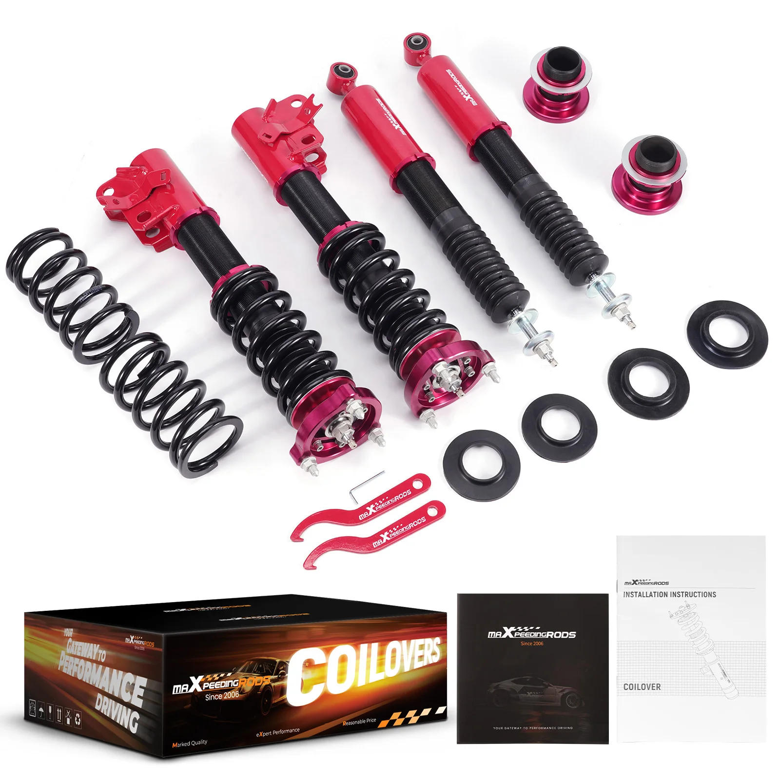 4x Rear Coilovers 24 Way Damping Suspension Lowering Kit for Honda Civic Si 06-11