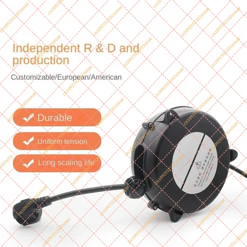 5M Automatic Power Cord Reel, EU Male & Female Plug, Retractable Extension Lead Socket, Electrical Cable Spool for Home Office