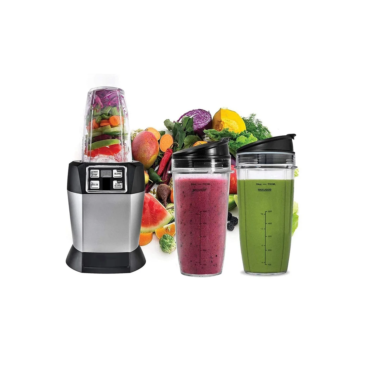 EQAZ-2 パック交換用 24 オンス カップ 注ぎ口蓋付き Nutri Ninja Auto IQ シリーズ ブレンダー BL450/BL454/BL456/BL480/BL481 用