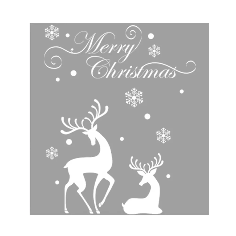

50x70cm Christmas Reindeer Wall Sticker Snowflake PVC Decals Waterproof Removable Festive Decor for Window Door Interior Merry