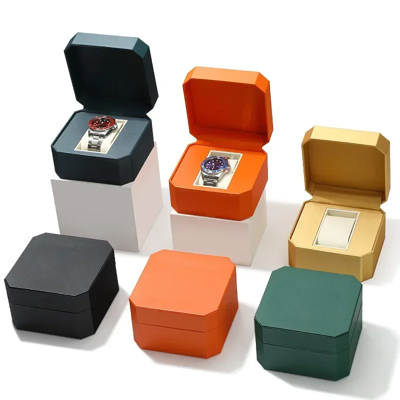 PU Watch Box Octagonal Watch Packing Box Clamshell Watch Case Storage Box Boite Montre Boite Rangement Montre