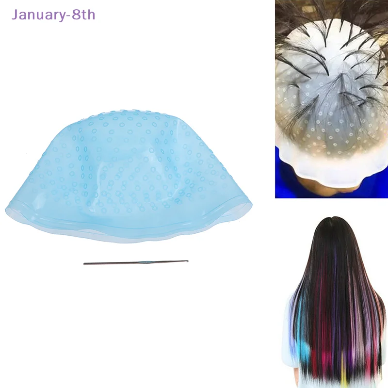 Bonnet de coloration en silicone avec crochet, capuchon de coloration, mise en évidence de la coloration des documents, coiffage des cheveux