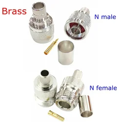 10Pcs/lot L16 N Male&N Female Connector N Type Male Female Crimp for 5D-FB RG5 RG6 LMR300 Cable Brass Nickel Plate