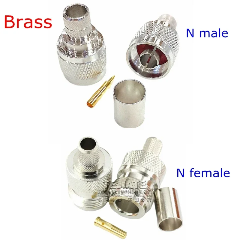 10Pcs/lot L16 N Male&N Female Connector N Type Male Female Crimp for 5D-FB RG5 RG6 LMR300 Cable Brass Nickel Plate