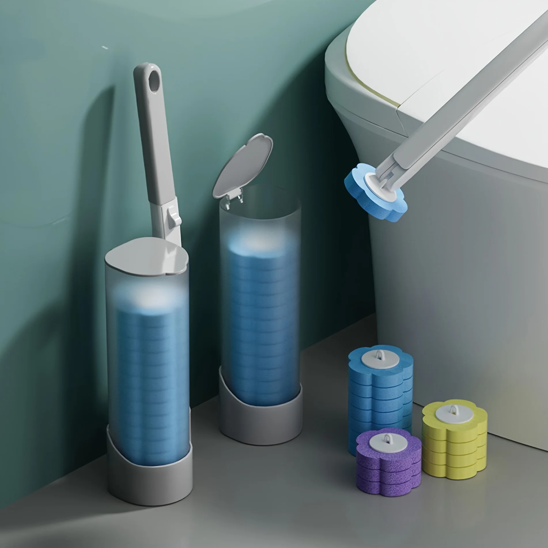Disposable Toilet Brush Heads Set - Efficient No-Dead-Corner Toilet Bowl Cleaning