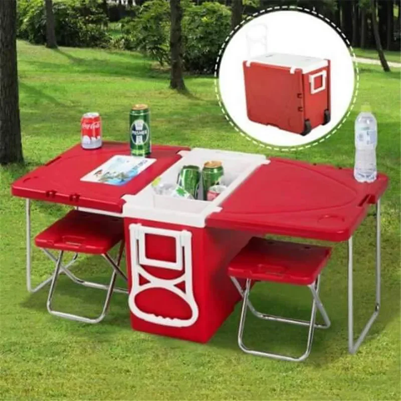 

Custom 27l Foldable Thermal Drink Beer Outdoor Camping Picnic Insulated Cooler Box With Table And Two Chairs