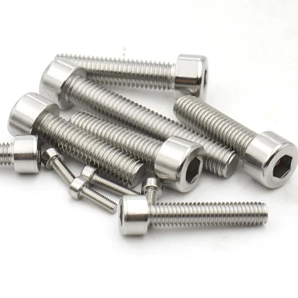 5-100pcs M1.6 M2 M3 M4 M5 M6 M8 No Knurled 304 A2-70 Stainless Steel Hexagon Hex Socket Cylinder Cap Head Screw Bolt DIN912