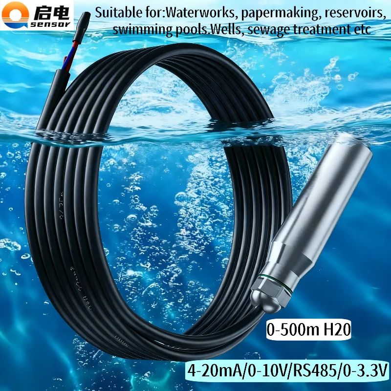 0-500M Factory Sale Hydrostatic Liquid Level Sensor 4-20mA 0-10V Oil Fuel 5VDC Water Transmitter RS485 Tank Well Transducer