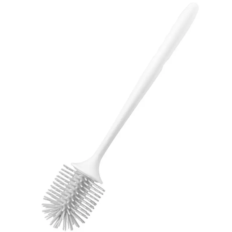 

Toilet Brush and Holder Set, Toilet Bowl Brush and Holder with Comfortable PP Handle, Compact Bathroom Scrubber Cleaner, Deep Cleaning and Drip-Proof, for Bathroom, RV & Toilets (White & Grey)