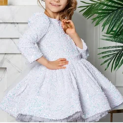 White Baby Lush Birthday Party Dress For Girls Elegant Evening Dresses For Teenage Girls Party Frock For Wedding Kids vestido