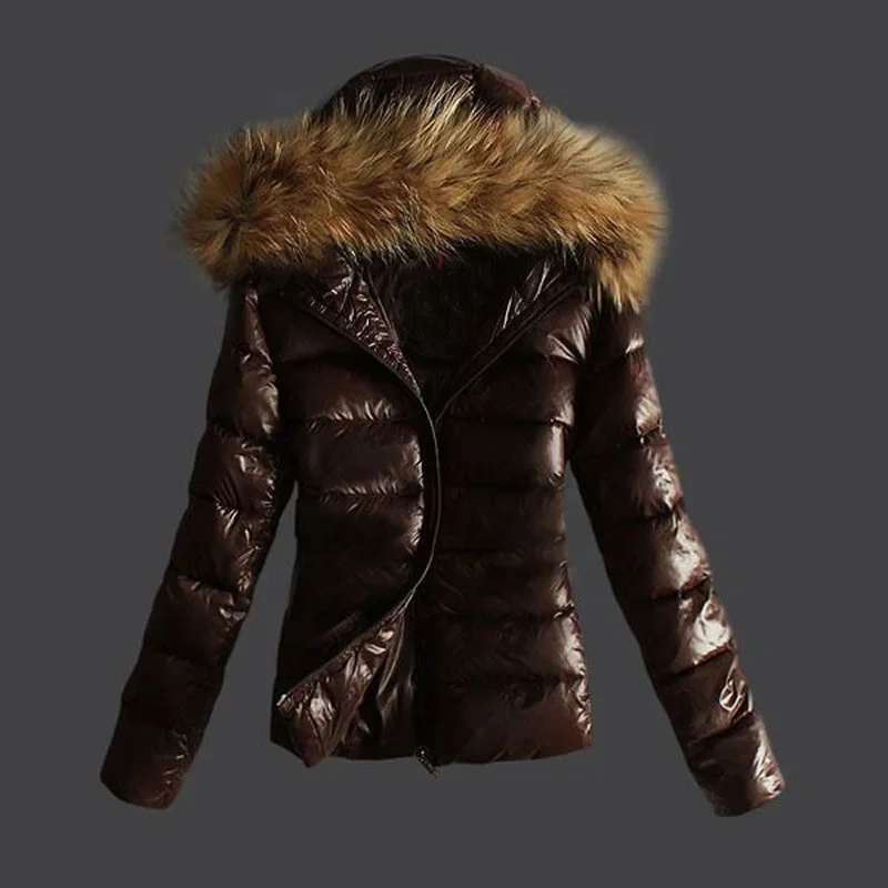 Women Winter Fashion Casual Slim Short Padded Faux Fur Collar with Non Removable Hooded Warm Paddeds Female Zipper Thicken Coat