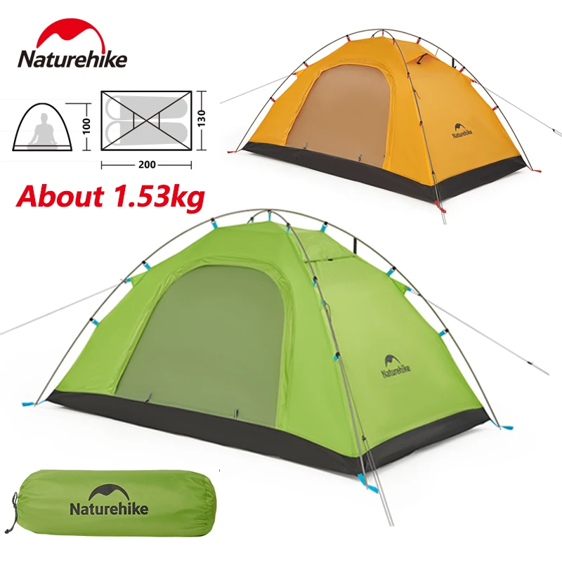 Naturehike Camping Tent 2 Person Ultralight Large Space 65D Quick Build Waterproof Mosquito-repellent Backpacking Cycling Tent