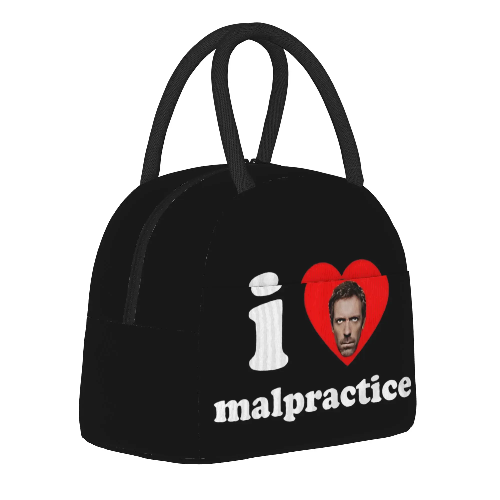 House MD i heart Malpractice   Insulated Lunch Bags High Capacity  Lunch Container Cooler Bag Tote Lunch Box Food Bag