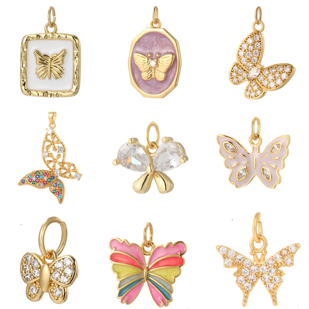 Lovely Butterfly Charms Dijes Diy Earrings Bracelet Necklace Accessories Gold Color Charms for Jewelry Making Supplies Designer