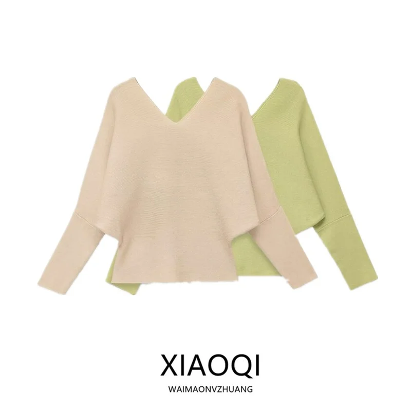 

Весна-Лето 2026: Новинка! Женский трикотажный джемпер с длинным рукавом и V-образным вырезом, универсальный, простой, комфортный, свободного кроя.