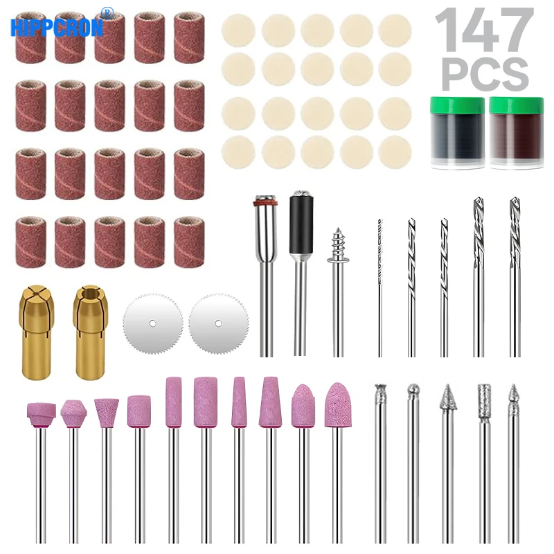 HIPPCRON 35/47/147PCS Electric Grinder Accessories Power Tools Rotary Tool Fits Grinding Polishing Mini Saw Blades For Dremel