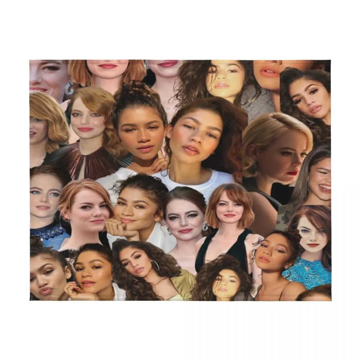 إيما ستون آند زندايا كولاج رمي بطانية لطيف منقوشة قيلولة أريكة لحاف المعزي البطانيات #2