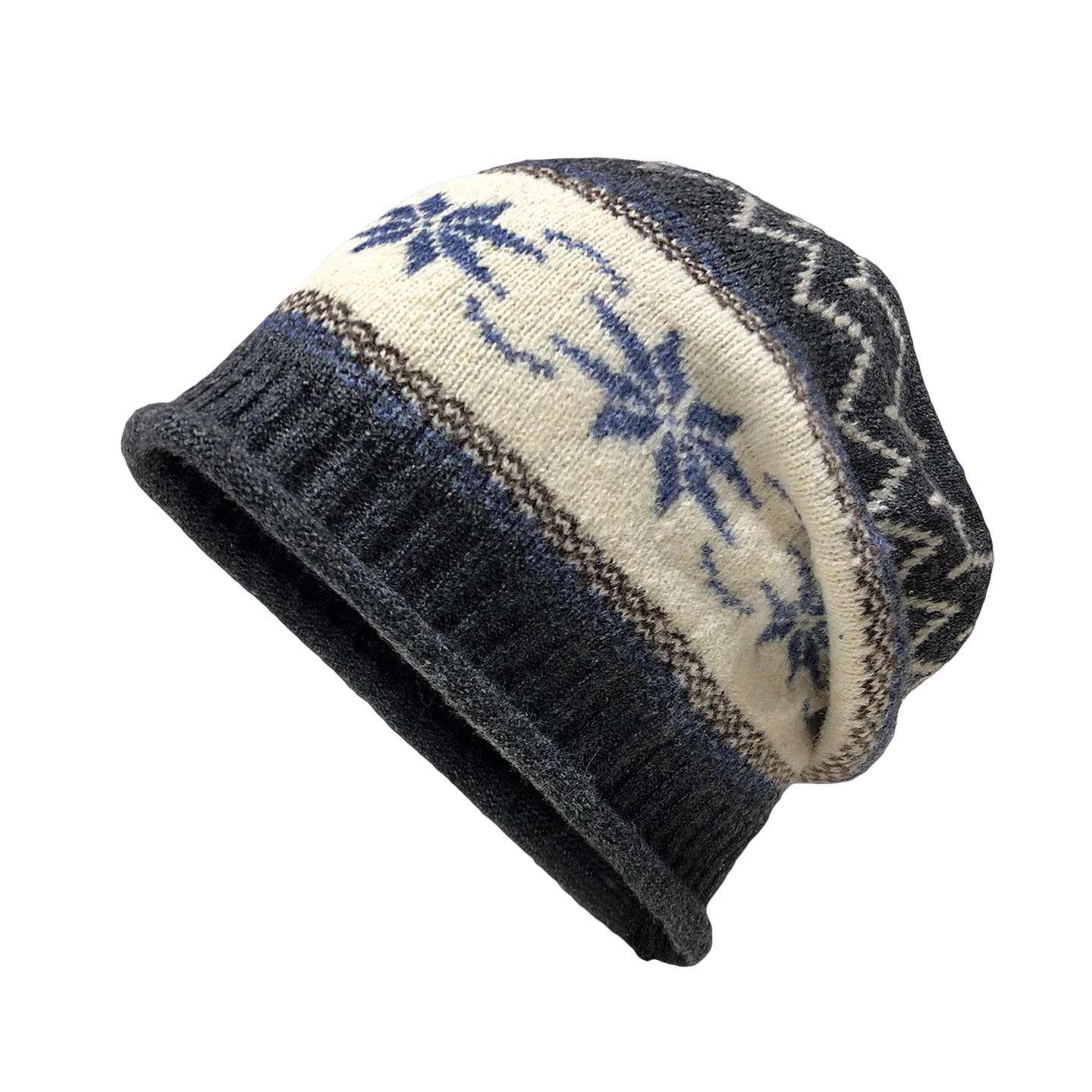 قبعة متماسكة مكتنزة كبيرة الحجم قابلة للطي قبعة شتوية للنساء قبعة سميكة لينة حك الدفء خمر هدية عيد الميلاد العصرية #3