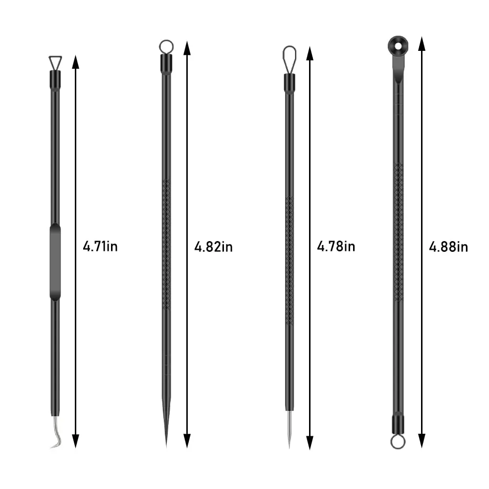 4 Professional Facial Blackhead Needle Set, Acne Whitehead Blackhead Extractor Stainless Steel, Deep Face Cleansing Tool