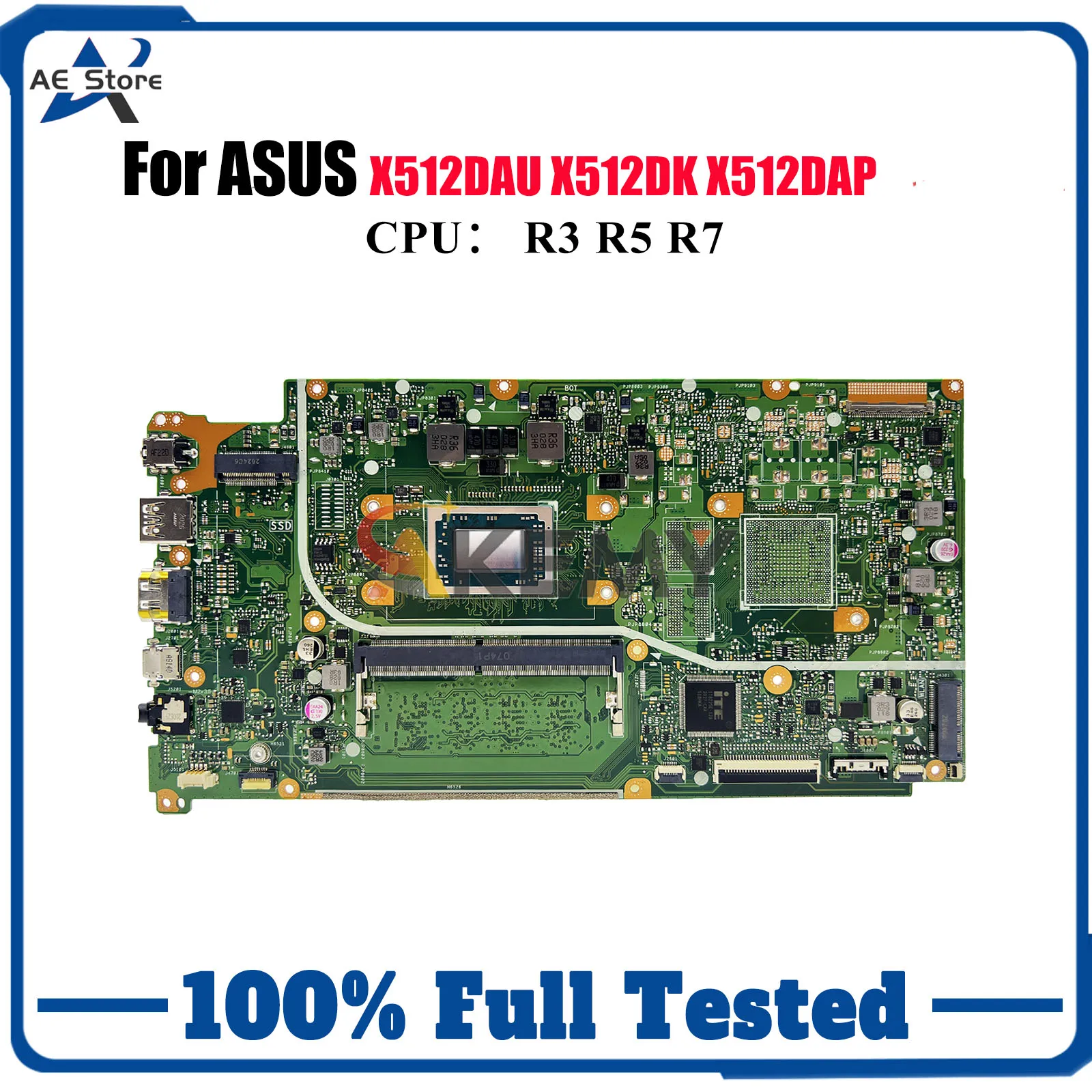 

X512DAU Материнская плата для ноутбука ASUS VivoBook F512D X512D V5000d X512DA M512D M5050D X512DK X512DAP Материнская плата с процессором R3 R5 R7