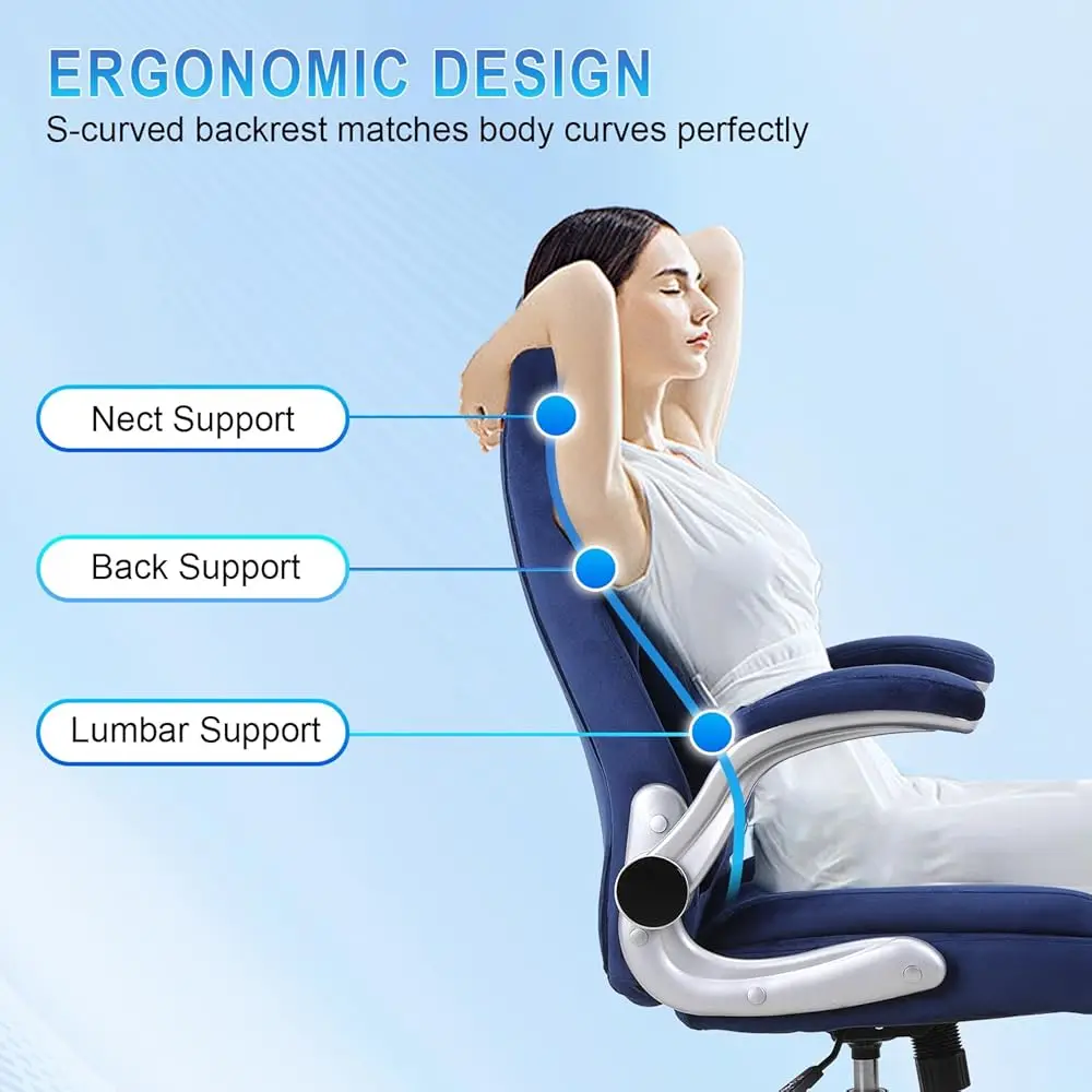 Executive Office Chair With Lumbar Support, Ba Support Office Chairs With Wheels, 90-120°Rocking High Ba Ergonomic Desk Chair