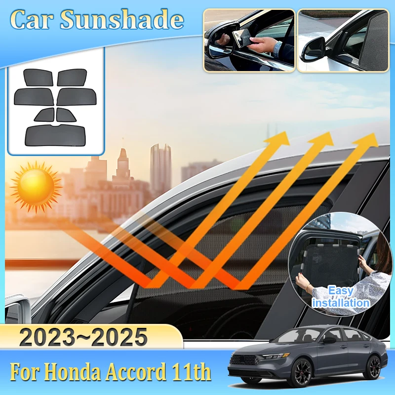 

Магнитный солнцезащитный козырек для Honda Accord 11 11th CY 2023 2024 2025, анти-УФ-защита от солнца, автомобильные сетчатые солнцезащитные козырьки, блоки конфиденциальности, аксессуары для инструментов