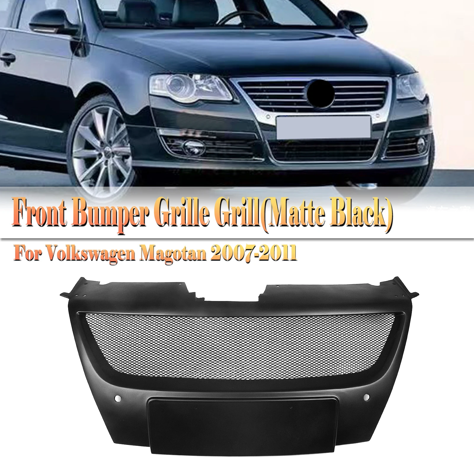 

Front Grille Racing Grill For Volkswagen VW PASSAT B6 2007 2008 2009 2010 2011 Sedan Fiberglass Upper Bumper Hood Mesh Grid Kit