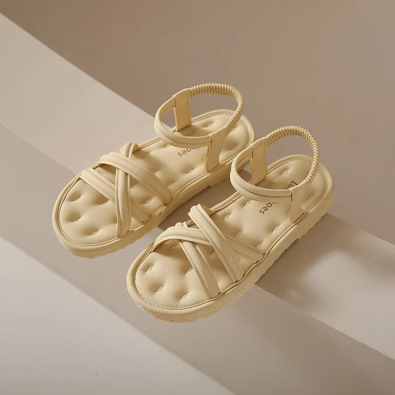 

Roman Sandals Women's 2025 Summer New Thick-soled Elastic Band Fashion Casual Shoes Comfortable Trend Beach Shoes