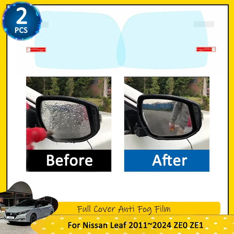 For Nissan Leaf 2011~2024 ZE0 ZE1 Full Cover Anti Fog Film Rearview Mirrors Car Stickers Accessories 2012 2014 2015 2017 2018