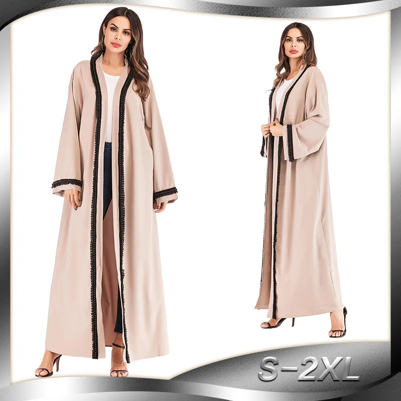 

Muslim Beaded Cardigan Robe Female Arab Hui Long Skirt 1686 2025 Muslim Long Dress Robe Abaya Ramadan Dubai Luxury Islam Elegant