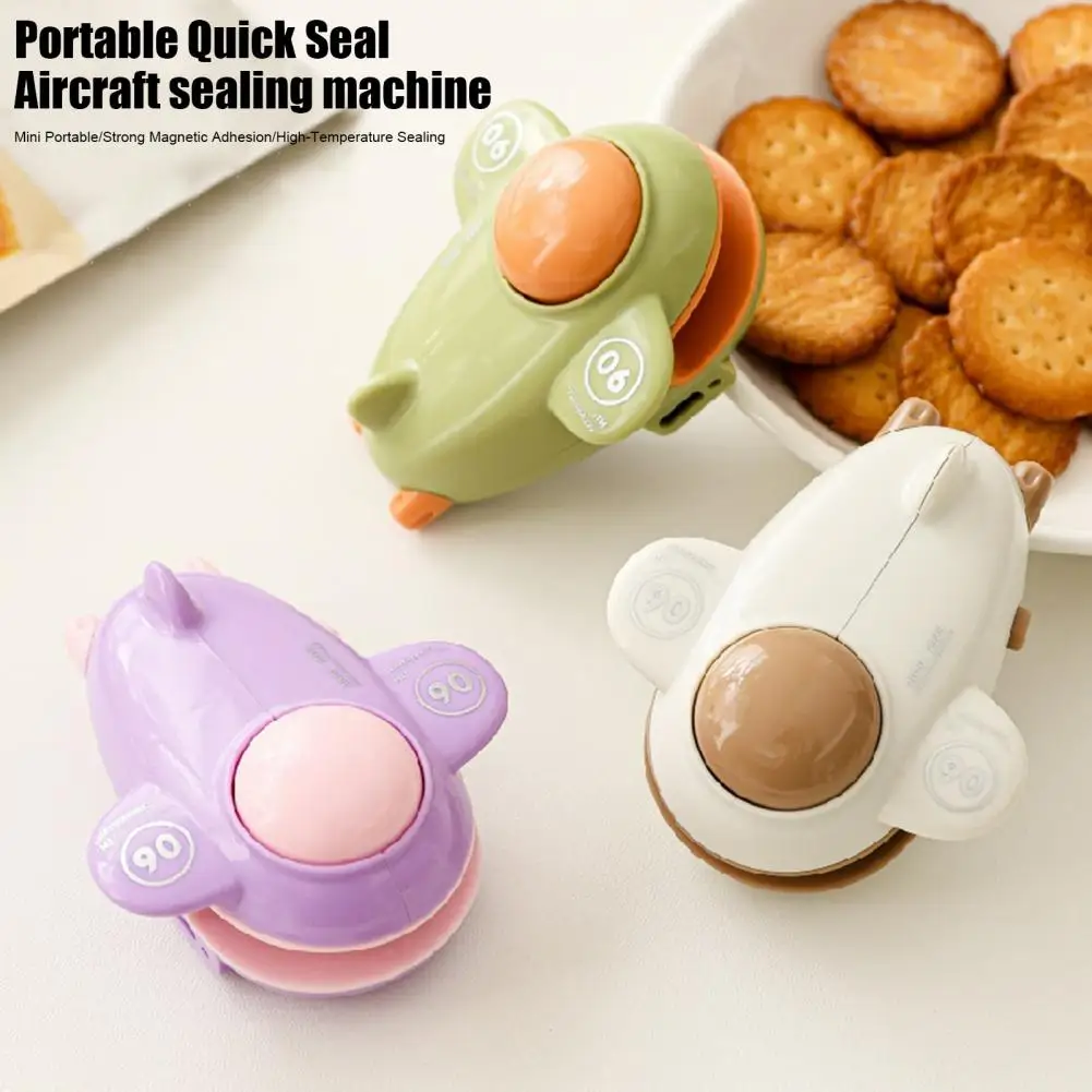 Mini Magnetic Bag Sealer Airplane Shape Heat Sealing Machine Portable Type-C Charging Bag Sealer for Food Snack Storage