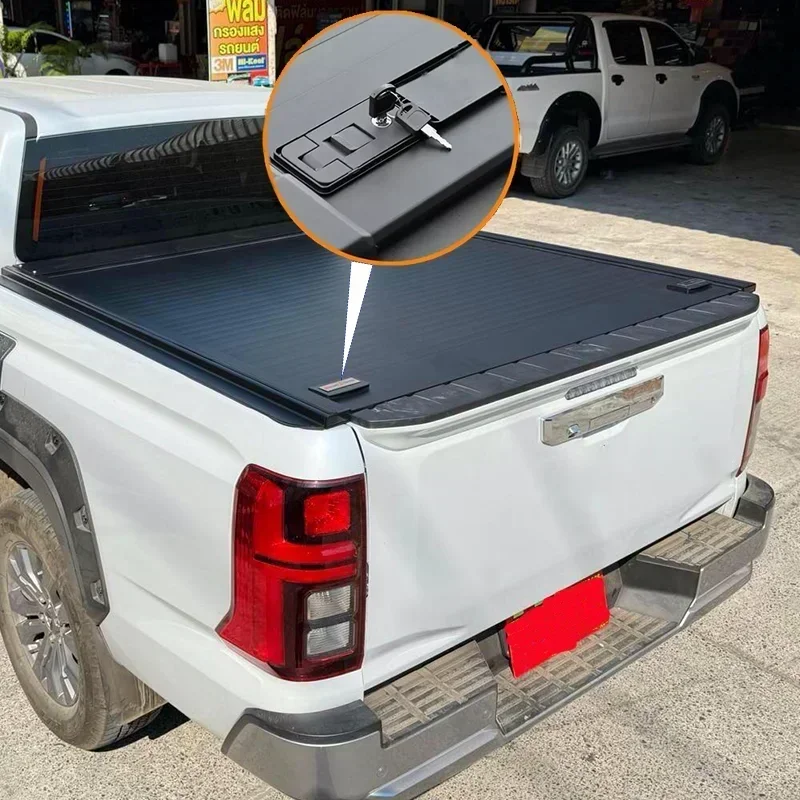 Retractable Hard Tonneau Cover for Mitsubishi Triton  2024 Truck Bed Matte Black Aluminum Low Profile Waterproof