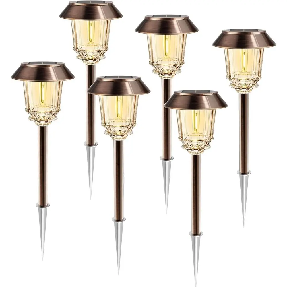 

Набор из 6 бронзовых уличных водонепроницаемых светильников с регулируемой яркостью 10-40 лм, из стекла и металла, для сада, патио, двора и подъездной дорожки (теплый белый свет)