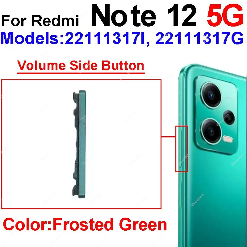 Auf/Ab-Lautstärke-Seitentaste für Xiaomi Redmi Note 12 Pro Plus 4G 5G Lautstärketaste Power Seitentasten Ersatz Reparatur Ersatzteile