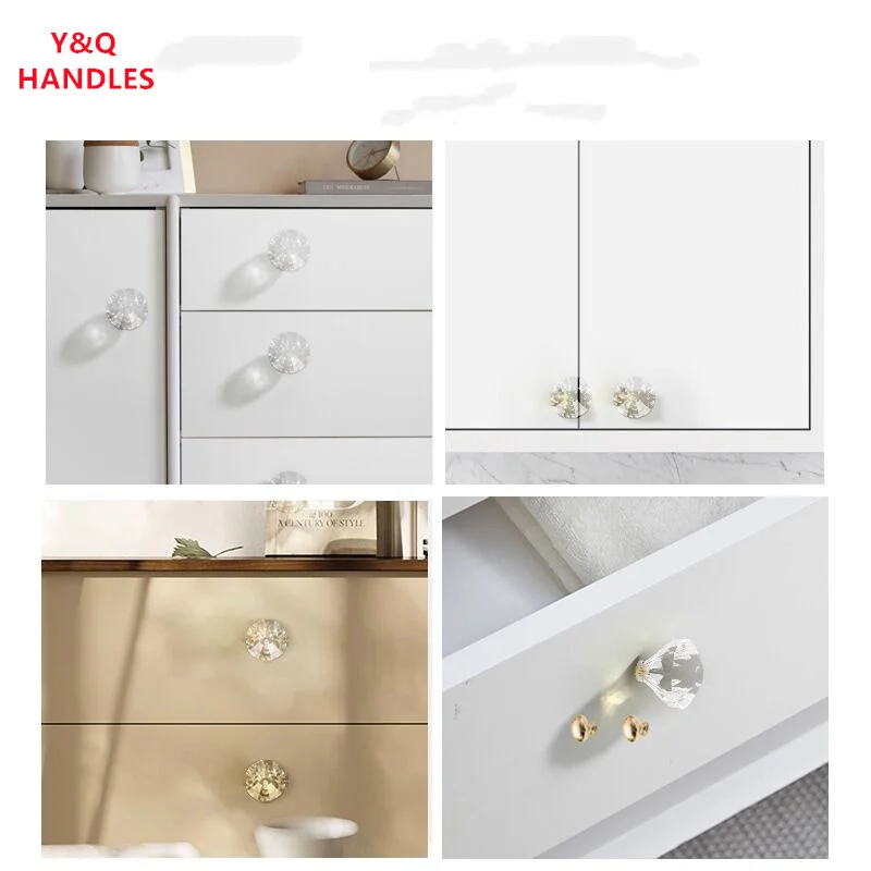 Handles Drawer Cabinet Furniture Kitchen Handles for Cabinet Knob Door Drawer Furniture Kitchen Knob Acrylic Crystal Single Hole