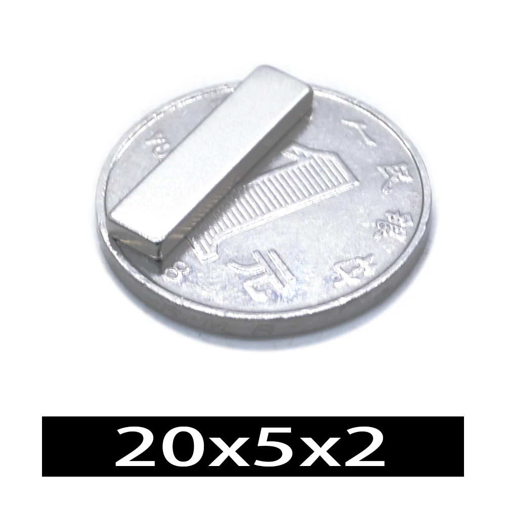 1-10000Pcs 20x5x2MM Neodymium Magnet 20mm x 5mm x 2mm N35 NdFeB Block Super Powerful Strong Permanent Magnetic imanes NEW MAGNET