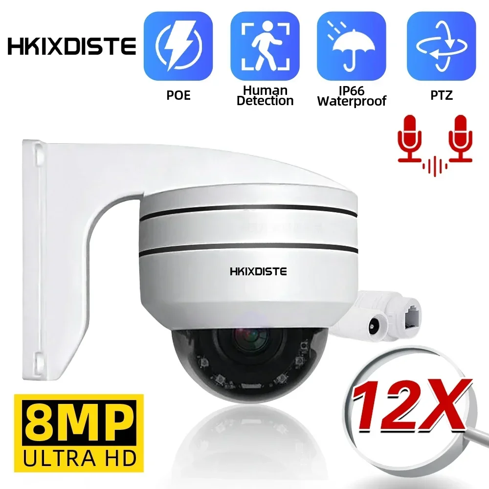 

HD 4K 8MP POE PTZ CCTV IP Security Camera Outdoor Street Waterproof Audio 10X Zoom 5MP POE Dome Camera Video Surveillance System