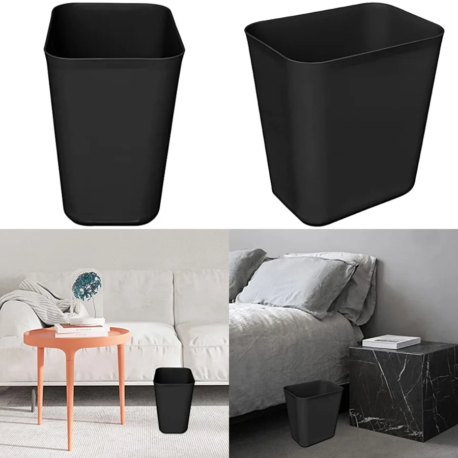 

3.5 Gallons/13.5 Liter Efficient Plastic Trash Can Garbage Bin Wastebasket, Fits Under Desk, Kitchen, Home, Office Black, 3.5 G