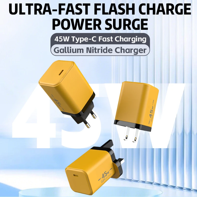 45W GaN Fast Charger Type C Portable Adapter EU US UK Mobile Phone Charger Safe Flame-Retardan Charger For iPhone iPad Computers