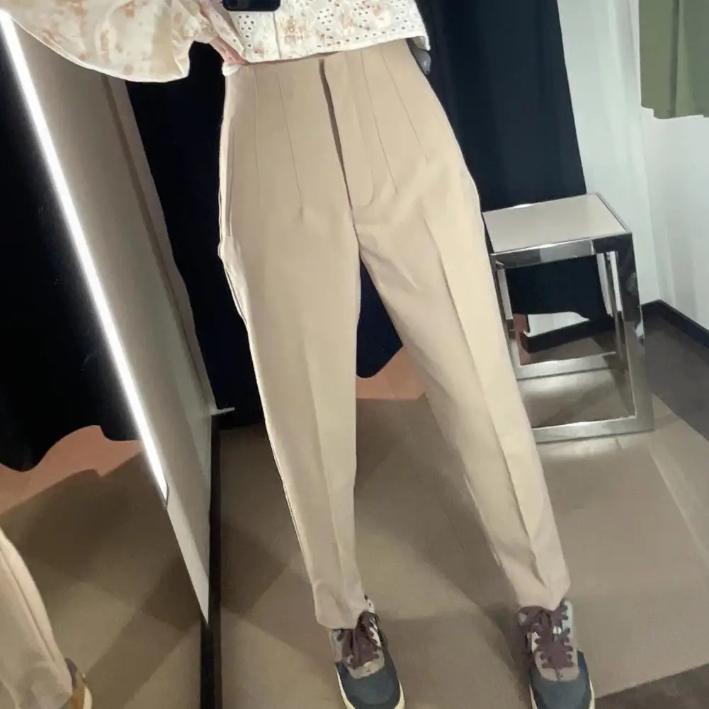 

Leisure Pants High Waist Office Trousers for Women Solid Color Straight Leg Pants with Pockets Stylish Streetwear for Summer