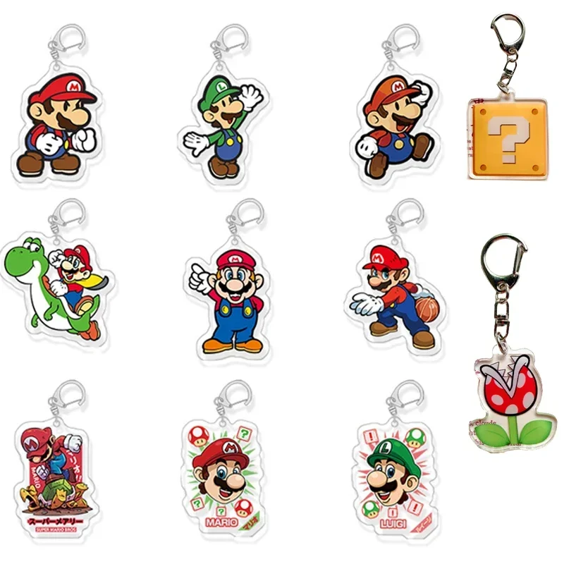 Super Mario Bros Acrylic Keychain Pendant Anime Men's Backpack Pendant Car Keyring Cute Keychain Gift Toy